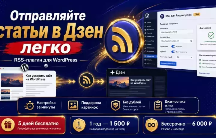RSS для Яндекс Дзен — передача статей WordPress без ручного копирования
